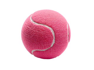 a pink tennis ball with white lines