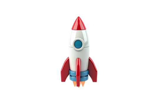 a toy rocket in the air