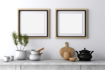 Minimalist Home Interior with Empty Picture Frames and Modern Decor