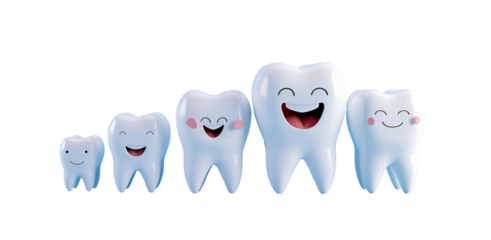 a group of teeth with smiling faces