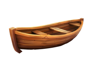 a wooden boat with a row