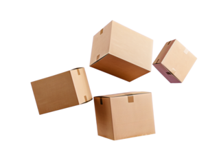 a group of boxes floating in the air