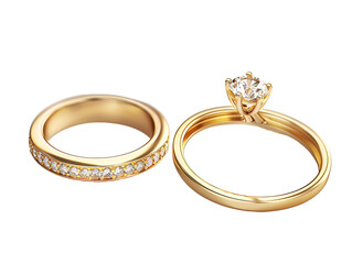 a pair of gold rings with diamonds