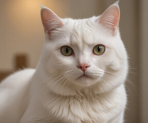 White cat. Beautiful domestic cat. Generative AI