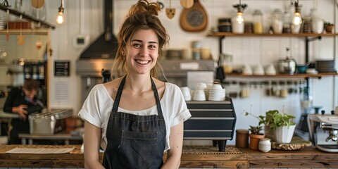 Cheerful Barista in Tropical Themed Caf&eacute;