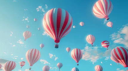 Wanddecoratie Luchtballon illustration of hot air balloons on blue ai generated  © AS