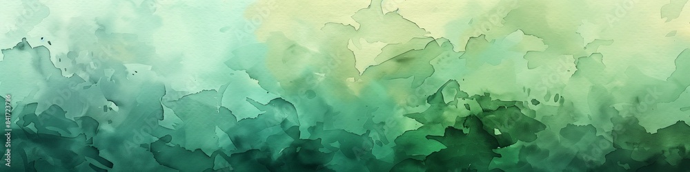 Wall mural Abstract watercolor green background with shadow watercolor pattern, free brushwork. - Wall murals