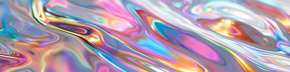 Fototapeta premium Abstract image of iridescent fluid colors creating a vibrant and dynamic y2k background.