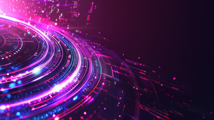 Vivid circles and lines on dark technology theme