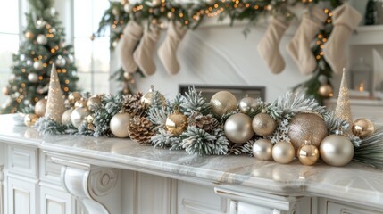 Mantle Adorned With Gold and Silver Ornaments