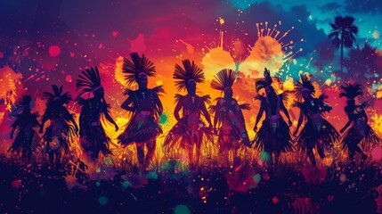 Indigenous people performing a traditional dance,