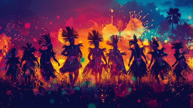 Indigenous people performing a traditional dance,