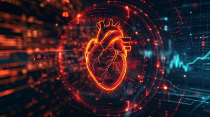 Fototapeta premium Create an illustration of a hologram with a pulsating heartbeat as the focal point