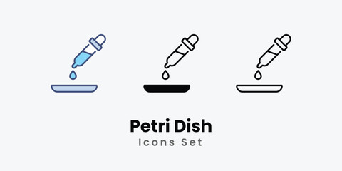 Petri Dish icons vector set stock illustration.