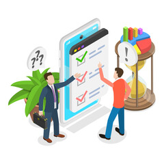 3D Isometric Flat Illustration of Time Management, Project Planning, Work Scheduling and Organizing. Item 3