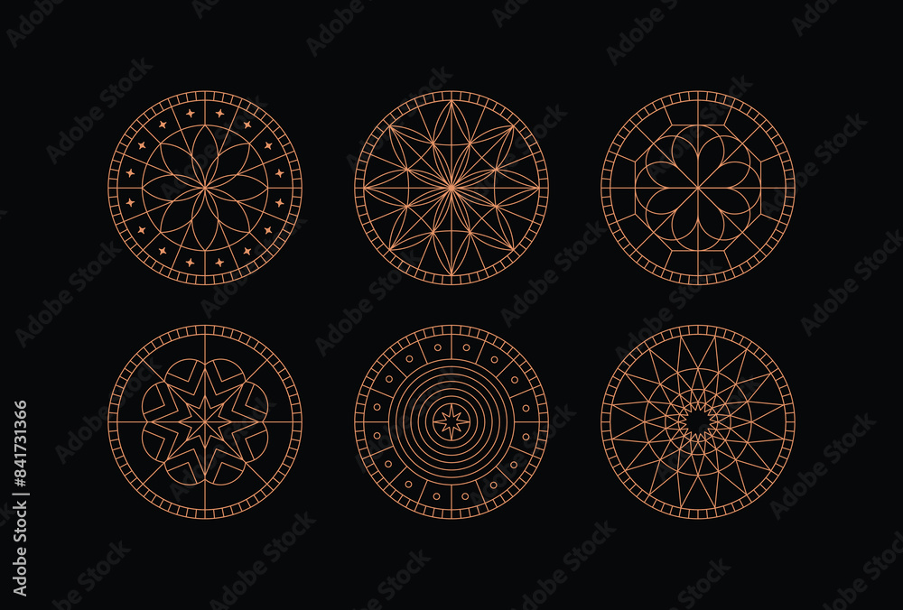 Poster Vector minimal geometric illustrations set - trendy abstract aesthetic linear compositions, prints, frames and graphic design elements..