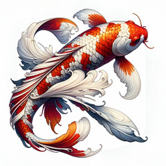 koi fish Baihong background  illustration generative AI