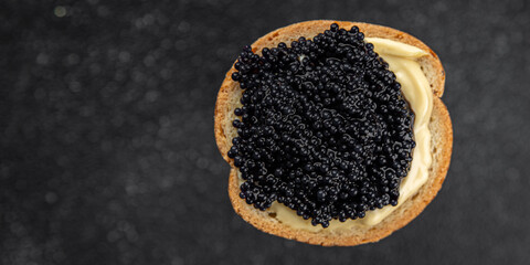 lumpfish caviar seafood black caviar natural fresh appetizer meal food snack on the table copy space food background rustic top view