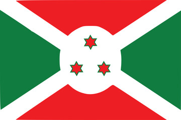The flag of Burundi. Flag icon. Standard color. Standard size. A rectangular flag. Computer illustration. Digital illustration. Vector illustration. © Ali