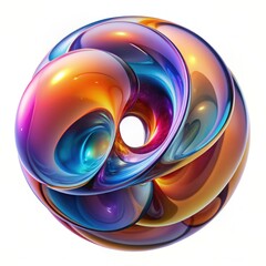 Abstract glass multicolored figure. Object on a white background