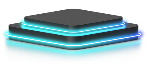 3d podium with blue purple gradient neon light 