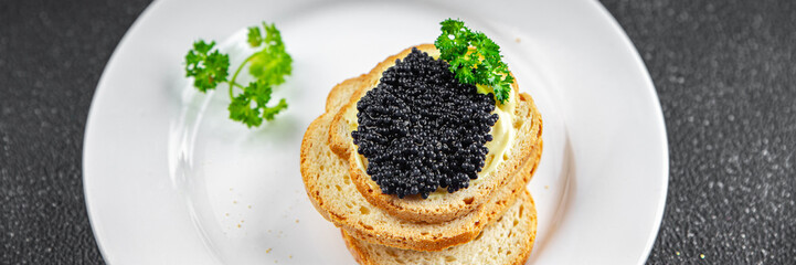 lumpfish caviar seafood black caviar natural fresh appetizer meal food snack on the table copy space food background rustic top view