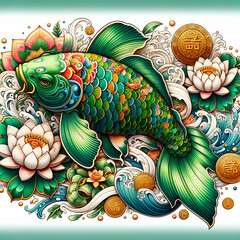 Koi fish in the water generative AI