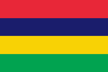 The flag of Mauritius. Flag icon. Standard color. Standard size. A rectangular flag. Computer illustration. Digital illustration. Vector illustration.