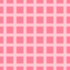 Pink background of squares and intersecting stripes. Checkered striped seamless repeat pattern with pink shades.