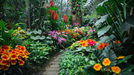 Butterfly garden with a variety of flowering plants