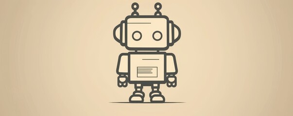 Minimalist line art of a toy robot