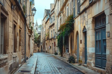 Fototapeta premium Quaint European Street with Traditional Homes, a Heritage Travel Experience.