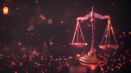 4. Design an image of an ethereal balance scale formed by glowing particles, evoking the notion of harmony and equilibrium in financial transactions and investments.