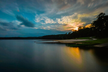 Falls Lake (NC) USA at sunset 