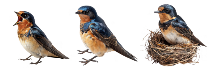 Barn Swallow Birds on Black