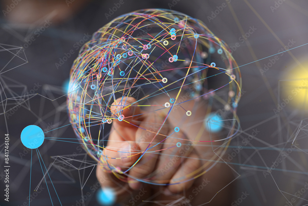 Poster conference Digital Network and data concept 3d - neural network exposure digital