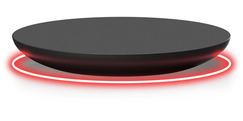 3d podium with red neon light 