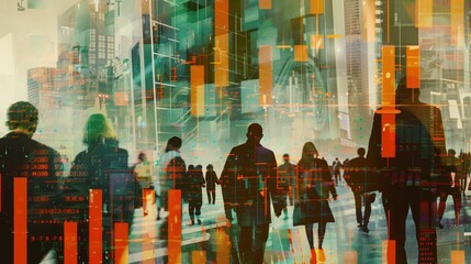 Naklejka premium graphs of online stock market developments charts and people businessman