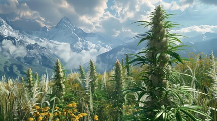 agriculture cannabis marijuana plant outdoor view panorama mountains