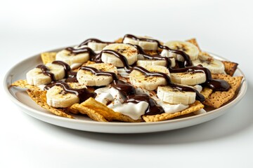 Banana S'more Nachos: A Divine Sweet Treat with Peanut Butter Sauce