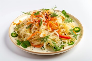 Tangy Banana Pepper Sauerkraut with Pickled Jalapenos and Fresh Greens