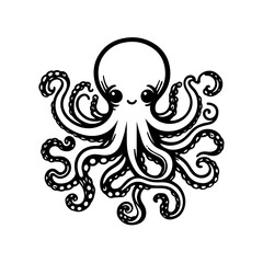 Vector cute octopus illustration isolated