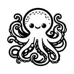 Vector cute octopus illustration isolated