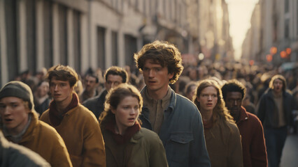 Obraz premium Crowd of people walking in the city