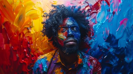 Creative Artist Mixes Vibrant Colors on Palette - Close up Double Exposure Silhouette with Paint Tubes, Copy Space for Text.