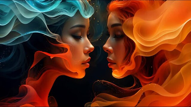 telepathic communication, vivid banner art showcases human heads linked by vibrant waves symbolizing telepathic communication through abstract thought bubbles in a top-notch design