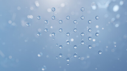 erythrosine molecular structure 3d, e127, structural chemical formula view from a microscope