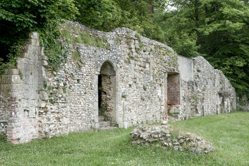 The surviving wall of the refectory building of Southwick Priory Hampshire England