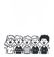 Children choir singing. Music school. Illustration. 