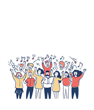 singing choir people raising hands clip art preview